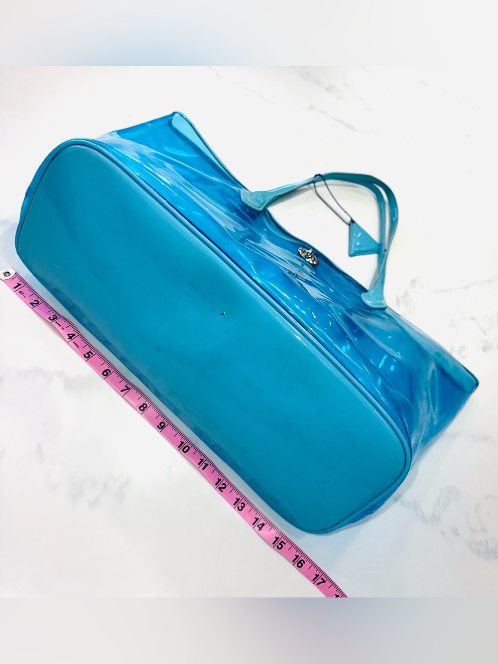 SORIAL CLEAR BLUE SPLASH TOTE SHOULDER BAG: YOUR SUMMER BEACH & POOL COMPANION - Picture 9 of 10